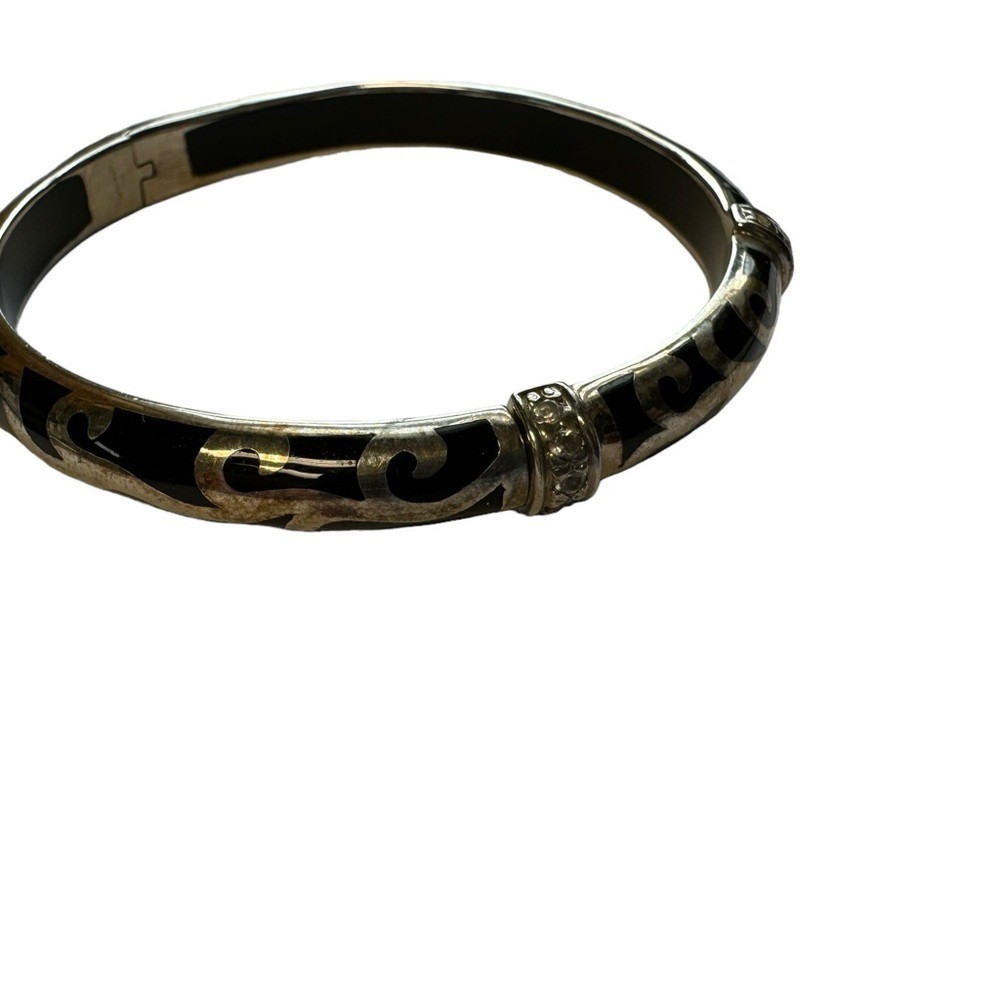 Angelique de Paris Veranda Black Resin Sterling Silver Bracelet With CZ - Picture 5 of 10